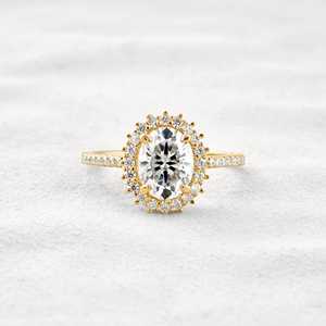 1.50 CT Lab Grown ovale coupe diamant bague de fiançailles décontracté mariage anniversaire cadeau pour les femmes romantique Pav ensemble pour les fêtes - Product Image 1