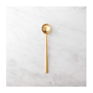 Cuillère à dessert en métal, petite tête mate, mini cuillère à café en acier inoxydable argenté ou doré - Product Image 5