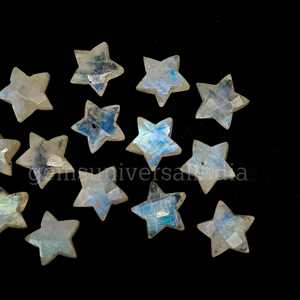 Loose White Moonstone Carved Star, Fancy Gemstone <b>Beads</b> for Pendant, 6 Point Star <b>Blue</b> Diy Jewelry Accessories Rainbow Moonstone - Product Image 3