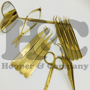 Juego de pinzas para extensión de pestañas de oro nuevo, pinzas personalizadas para extensión de pestañas, pinzas para pestañas de etiqueta privada, visón de acero inoxidable - Product Image 5