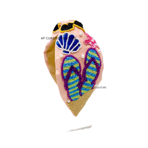 Nuevos accesorios de moda de lujo de la India, diadema con cuentas bordadas a mano con estilo, pieza llamativa colorida para niñas, plata dorada - Product Image 4