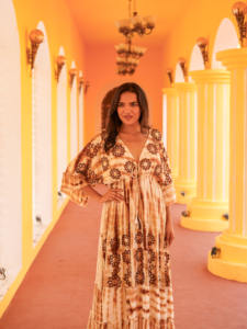 Vestido Midi Bohemio de Algodón con Estampado Digital Hecho a Mano en India, para Verano, Playa o Resort - Product Image 2