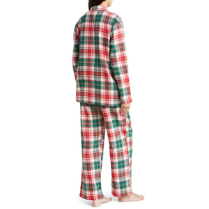 Conjunto de Pijama de Franela de Satén 100% Algodón de Alta Calidad, Bordado a Máquina, Nuevo Diseño, Manga Larga, Cuello Camisero, Cintura Elástica - Product Image 2