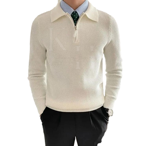 Vente de gros Pull-over en tricot personnalisé à manches longues pour hommes avec logo avant respirant à col rabattu simple pour l'hiver - Product Image 3