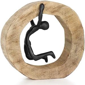 Escultura decorativa de mesa de aluminio negro personalizable estilo náutico pulido con soporte de madera característica ecológica - Product Image 6