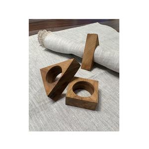 Ajustes de mesa modernos, de madera servilleteros hechos a mano, soporte para pañuelos, juego de 6 servilleteros de madera Natural para decoración de comedor - Product Image 6
