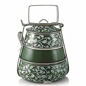 Vente de vendeur indien bureau utilisation adulte en acier inoxydable Tiffin métal 3 couches cuivre plaqué Tiffin avec clips de verrouillage - Product Image 2