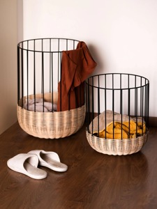 Juego de Cestas de Ratán Natural con Marco de Hierro, Cestas de Almacenamiento Hechas a Mano, Ecológicas, Modernas, Multifuncionales, Artex Green Earth, Hechas en Hanoi - Product Image 3