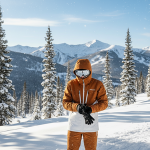 Veste de ski et de snowboard imperméable et coupe-vent haute performance MITEXCO pour homme - Deux tons, marron et blanc, veste d'hiver à capuche pour l'extérieur, personnalisable - Product Image 3