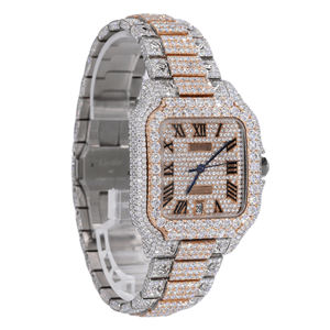 Trendy Hip Hop Fashion Moissanite Quartz Cadran Carré Entièrement Glacé Montre de Luxe en Acier Inoxydable - Product Image 2