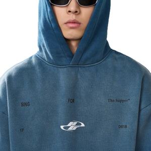 Sweat à capuche de haute qualité 500 g/m², imprimé dégradé, lavage vintage, sweat à capuche en molleton français, 100 % coton, lourd, délavé - Product Image 3