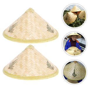Sombreros de ratán de bambú de alta calidad Sombrero de lluvia de paja tejido hecho a mano de estilo retro de Vietnam - Product Image 2