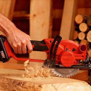 Outils électriques portables, <span class=keywords><strong>scie</strong></span> <span class=keywords><strong>circulaire</strong></span> miniature sans fil 20V pour acier et bois 7000 tr/min avec <span class=keywords><strong>rail</strong></span> de guidage et batteries 2.0/4.0Ah - Product Image 2
