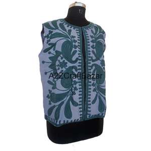 Veste bomber en coton de haute qualité pour femmes, imprimé floral, style bohème, broderie à la main, manches coupées, boutons, vêtements d'automne et d'hiver - Product Image 2