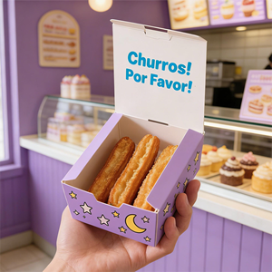 Mini Contenedor de Papel Biodegradable para <span class=keywords><strong>Churros</strong></span>, Caja para Llevar, 100% de Grado Alimenticio - Product Image 4