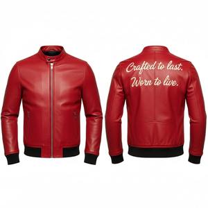 <b>Men's</b> PU Leather Winter Breathable Bomber <b>Jacket</b> with Front Zip Casual Slim Fit <b>Motorcycle</b> Style Outerwear <b>for</b> Wholesale - Product Image 3