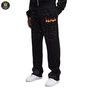 Pantalon décontracté léger et confortable pour homme avec strass, coupe ajustée, logo personnalisé, 100 % coton pour les vêtements de marque - Product Image 4