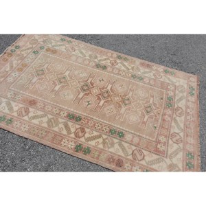 พรมขนสัตว์สีเบจสีเขียวแนววินเทจ6.3ft 3.9 x แบบตุรกีพรมสานแบบเย็บปะติดปะต่อกันตกแต่งห้องนั่งเล่นพร้อมแผ่นรองทำจากยาง - Product Image 2