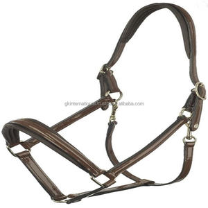 Beau licou de cheval en cuir verni noir et marron de qualité supérieure, design personnalisé, avec rembourrage doux et matériel en laiton cousu - Product Image 6