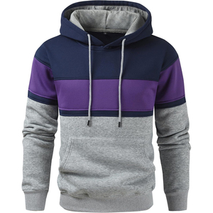 Sudadera con Capucha para Hombre, Diseño Color Block, Azul Marino, Morado y Gris, Estilo Casual Urbano, Personalizable, Venta al Por Mayor, OEM, ODM - Product Image 6