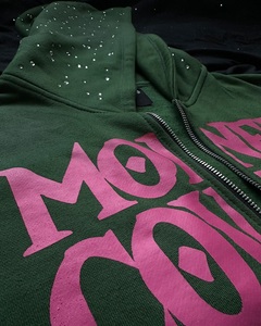 ชุดวอร์มผู้ชายลำลองผ้าฝ้าย 100% ย้อมสีแบบแอซิดวอช ประดับเพชรเทียม ไซส์พลัส ผ้าฟลีซหนานุ่มสำหรับฤดูหนาว มีฮู้ดและเชือกผูก - Product Image 6