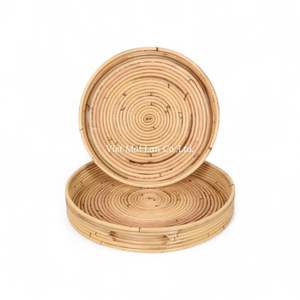 Plateau en rotin bohème fait main, design flexible, finition naturelle, dimensions personnalisables, léger, pour table à manger, service à domicile - Product Image 1