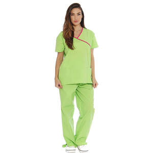 Conjunto de Uniforme Médico Elástico Inteligente para Mujer con Blusa de Cuello en V y Pantalones Jogger, Ligero, Duradero y Flexible - Product Image 4