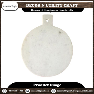 เขียงหินอ่อนทรงกลมพร้อมด้ามจับกันลื่น ชิ้นเดียว คุณภาพพรีเมียม - Product Image 2