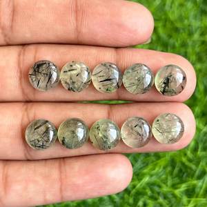 Natural Prehnite Round Smooth Cabochon 10mm Loose Gemstone Lot Wholesale Prehnite Stone for Jewelry Making Ring Pendant Necklace - Product Image 1