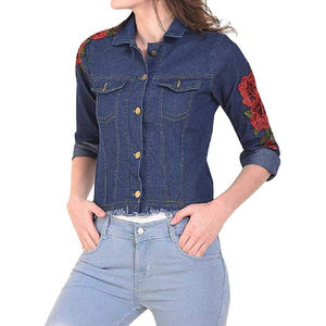 Veste en jean décontractée à manches longues pour femmes respirante et élégante avec rembourrage en coton Prix de conception OEM personnalisé - Product Image 3