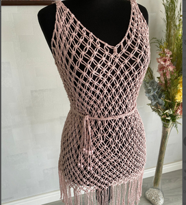 Robe faite à la main pour votre mariée à être coton tissé à la main Festival vêtements Bustier haut court femmes macramé robe de plage - Product Image 2