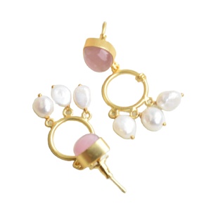 Boucles d'oreilles pendantes en laiton naturel, perle de qualité supérieure, véritable cristal de guérison, finition en laiton antique, sans nickel, durables, de haute qualité - Product Image 6