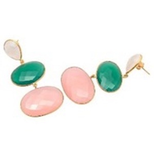 มาใหม่หลาย Chalcedony พลอย925เงินสเตอร์ลิงรูปไข่ต่างหู - Product Image 1