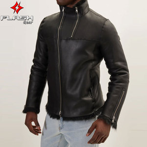 Premium Reversible Toscana <b>Shearling</b> Genuine Leather High Street <b>Jacket</b> Black Outerwear Style Comfort Windproof & Breathable - Product Image 5