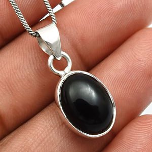 Precio al por mayor de alta calidad, Plata de Ley 925, piedra preciosa de ónix negro Natural, forma ovalada, colgante Hippie para fiestas de cumpleaños - Product Image 3
