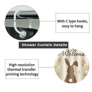 Custom Printed Waterproof Shower Shower <b>Curtain</b> for Bathroom Waterproof Polyester <b>with</b> <b>Hooks</b> - Product Image 2
