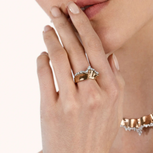 Modern Rose Gold Diamond <b>Statement</b> <b>Ring</b> with Matching Necklace Set - Product Image 3