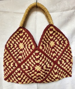 Handmade Madagascar Crochet Chắp Vá Raffia Túi Với Hoa Đẹp Trang Trí Bện Xử Lý Cho Mùa Xuân Mùa Hè Mùa Thu - Product Image 3