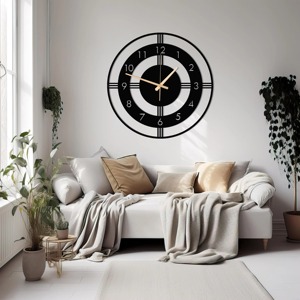 Premium Round Black Metal Wall Clock With Artistic Detailing Perfect Accent For Bedrooms Living Rooms <b>Kitchens</b> And Office Walls - Product Image 3