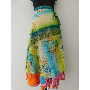 Women's Vintage Style <b>Silk</b> Sari Maxi <b>Skirt</b> Bridal Straight Wrap Magic <b>Skirt</b> Two Layers Plus Size Casual for Dance Bohemian Style - Product Image 2