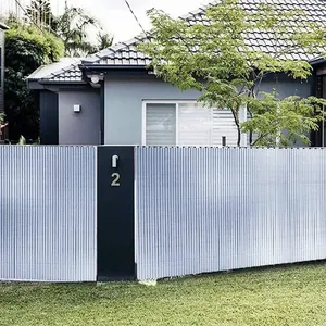 Recinzione da giardino in PVC 100x300cm in bianco verde e grigio con decorazione per la Privacy e la protezione dal vento in bambù - Product Image 3