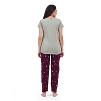 Conjunto de Pijama de Algodón Estampado para Mujer, Cintura Elástica, Paquete de 2, Top y Pantalones, Secado Rápido, Transpirable, para Primavera