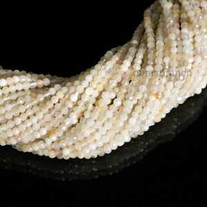 Piedra lunar blanca natural 2mm Rondelle Micro cuentas facetadas hebras piedra lunar blanca cuentas de piedras preciosas redondas para la fabricación de joyas 13" - Product Image 6