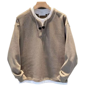 OEM Waffle camiseta ropa pulóver Sudadera con capucha personalizada hombres liso manga larga doble capa Waffle tejido Sudadera con capucha camiseta - Product Image 5