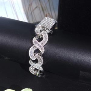 15mm Baguette Cut Colorless Moissanite Diamond Iced Out Hip Hop <b>Infinity</b> <b>Bracelet</b> In 925 Silver Luxury Bling Jewelry Manufacture - Product Image 4