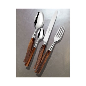 Nuevo Juego de Cubiertos de Acero Inoxidable de Diseño con Mango de Madera, Pulido Plateado, Estilo Lujoso - Product Image 4