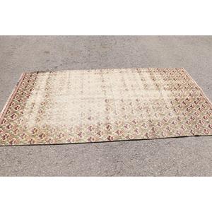 พรมวินเทจขนาด 4.1x8 ฟุต, พรมตุรกี, พรมขนสัตว์สีขาวน้ำเงินสไตล์ตะวันตกเฉียงใต้ - Product Image 3