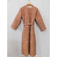 Peignoir Kimono en Coton Indien Matelassé, Imprimé à la Main, Séchage Rapide, Respirant, Col en V, Longueur Intégrale, Vêtement de Nuit pour Femme, Été Hiver