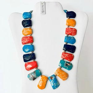 Collar de Moda con Cuentas de Resina Hechas a Mano y Cordón con Cierre de Rosca, Joyería de Resina Abstracta y Minimalista, Colorido - Product Image 1