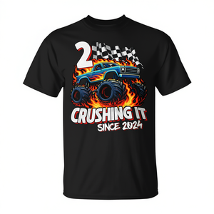 Maglietta Monster Truck per il 2° Compleanno 2024 per Bambini di 2 Anni, Personalizzabile per Feste Successive - Product Image 2